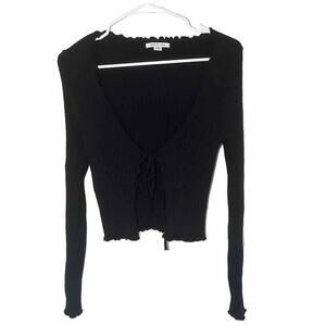 American Eagle Medium Black Tie Front Cardigan